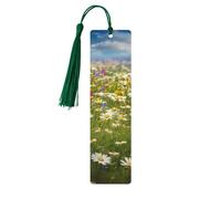 Lot de 5 marque-pages en bois pour homme et femme avec trous et glands - Style vintage - Fleurs de prairie de printemps - Décorations faites à la main pour cadeaux
