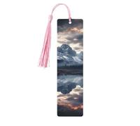Lot de 5 marque-pages en bois pour homme et femme avec trous et glands - Style vintage - Reflet des nuages et des montagnes - Ornements faits à la main - Marque-pages pour cadeaux