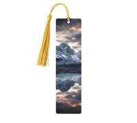 Lot de 5 marque-pages en bois pour homme et femme avec trous et glands - Style vintage - Reflet des nuages et des montagnes - Ornements faits à la main - Marque-pages pour cadeaux