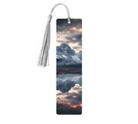 Lot de 5 marque-pages en bois pour homme et femme avec trous et glands - Style vintage - Reflet des nuages et des montagnes - Ornements faits à la main - Marque-pages pour cadeaux