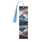 Lot de 5 marque-pages en bois pour homme et femme avec trous et glands - Style vintage - Reflet des nuages et des montagnes - Ornements faits à la main - Marque-pages pour cadeaux