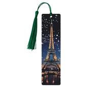 Lot de 5 marque-pages en bois pour homme et femme avec trous et pompons - Style vintage - Tour Eiffel - Décoration faite à la main - Marque-page pour cadeaux