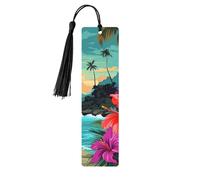 Lot de 5 marque-pages en bois pour homme et femme Hello Hawaï - Marque-pages uniques faits à la main avec pampille - Marque-page artisanal pour les amateurs de livres, cadeau d'anniversaire