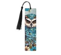 Lot de 5 marque-pages en bois pour homme et femme, hibou, fleurs de printemps, turquoise, marque-pages uniques faits à la main avec pampille pour les amateurs de livres, cadeau d'anniversaire