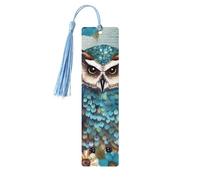 Lot de 5 marque-pages en bois pour homme et femme, hibou, fleurs de printemps, turquoise, marque-pages uniques faits à la main avec pampille pour les amateurs de livres, cadeau d'anniversaire