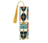 Lot de 5 marque-pages en bois pour homme et femme - Marque-pages en bois uniques faits à la main avec pampille - Marque-page moderne du milieu du siècle pour les amateurs de livres, cadeau