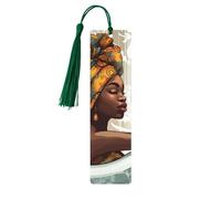 Lot de 5 marque-pages en bois pour homme et femme - Marque-pages en bois uniques faits à la main avec pampille - Marque-page pour fille africaine - Cadeau d'anniversaire pour les amateurs de livres