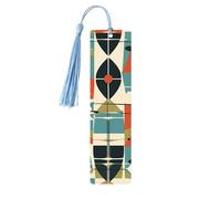 Lot de 5 marque-pages en bois pour homme et femme - Marque-pages en bois uniques faits à la main avec pampille - Marque-page moderne du milieu du siècle pour les amateurs de livres, cadeau
