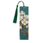 Lot de 5 marque-pages en bois pour homme et femme - Marque-pages uniques faits à la main avec pampille - Marque-page en forme de fleur d'amandier - Cadeau d'anniversaire pour les enseignants