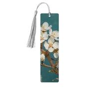 Lot de 5 marque-pages en bois pour homme et femme - Marque-pages uniques faits à la main avec pampille - Marque-page en forme de fleur d'amandier - Cadeau d'anniversaire pour les enseignants