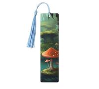 Lot de 5 marque-pages en bois pour homme et femme - Marque-pages uniques faits à la main avec pampille - Marque-page fantaisie en forme de champignon de rivière pour les amateurs de livres, cadeau