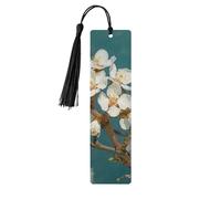 Lot de 5 marque-pages en bois pour homme et femme - Marque-pages uniques faits à la main avec pampille - Marque-page en forme de fleur d'amandier - Cadeau d'anniversaire pour les enseignants