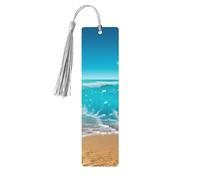 Lot de 5 marque-pages en bois pour homme et femme - Marque-pages uniques faits à la main avec pampille - Bleu tropical - Marque-page de plage pour les amateurs de livres, cadeau d'anniversaire