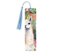 Lot de 5 marque-pages en bois pour homme et femme - Marque-pages uniques faits à la main avec pampille - Alpaga blanc - Pour les amateurs de livres, les anniversaires, les enseignants