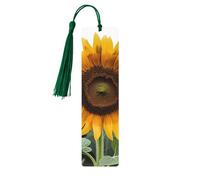 Lot de 5 marque-pages en bois pour homme et femme - Marque-pages uniques faits à la main avec pampille - Marque-page en forme de tournesol pour les amateurs de livres, cadeau d'anniversaire
