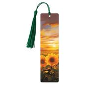 Lot de 5 marque-pages en bois pour homme et femme - Marque-pages uniques faits à la main avec pampille - Beau marque-page tournesol pour les amateurs de livres, cadeau d'anniversaire, enseignants