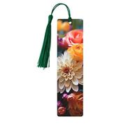 Lot de 5 marque-pages en bois pour homme et femme - Marque-pages uniques faits à la main avec pampille - Fleurs colorées - Pour les amateurs de livres, les anniversaires, les enseignants