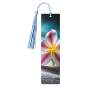 Lot de 5 marque-pages en bois pour homme et femme - Marque-pages uniques faits à la main avec pompon - Fleur tropicale et pierre zen - Cadeau d'anniversaire pour les amateurs de livres, les