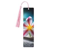 Lot de 5 marque-pages en bois pour homme et femme - Marque-pages uniques faits à la main avec pompon - Fleur tropicale et pierre zen - Cadeau d'anniversaire pour les amateurs de livres, les