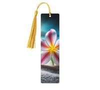 Lot de 5 marque-pages en bois pour homme et femme - Marque-pages uniques faits à la main avec pompon - Fleur tropicale et pierre zen - Cadeau d'anniversaire pour les amateurs de livres, les