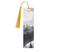Lot de 5 marque-pages en bois pour homme et femme - Marque-pages uniques faits à la main avec pompon - Motif loup solitaire - Pour les amateurs de livres, les anniversaires, les enseignants