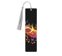 Lot de 5 marque-pages en bois pour homme et femme - Marque-pages uniques faits à la main avec pompon - Note de musique arc-en-ciel - Mélodie - Cadeau d'anniversaire pour les enseignants