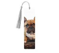 Lot de 5 marque-pages en bois pour homme et femme, motif bouledogue français, marque-pages uniques faits à la main avec pampille pour les amateurs de livres, cadeau d'anniversaire, enseignants