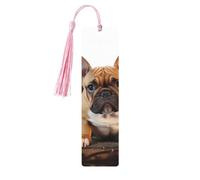 Lot de 5 marque-pages en bois pour homme et femme, motif bouledogue français, marque-pages uniques faits à la main avec pampille pour les amateurs de livres, cadeau d'anniversaire, enseignants
