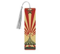 Lot de 5 marque-pages en bois pour homme et femme - Motif cirque vintage - Fait à la main - Avec pompon - Pour les amateurs de livres, les anniversaires, les enseignants