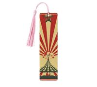 Lot de 5 marque-pages en bois pour homme et femme - Motif cirque vintage - Fait à la main - Avec pompon - Pour les amateurs de livres, les anniversaires, les enseignants
