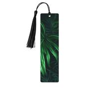 Lot de 5 marque-pages en bois pour homme et femme - Motif plante tropicale de la jungle verte - Marque-pages uniques faits à la main avec pompon - Marque-page artisanal pour les amateurs de livres