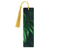 Lot de 5 marque-pages en bois pour homme et femme - Motif plante tropicale de la jungle verte - Marque-pages uniques faits à la main avec pompon - Marque-page artisanal pour les amateurs de livres