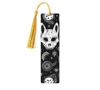 Lot de 5 marque-pages en bois pour homme et femme, motif tête de mort, chat, lune, marque-pages gothiques uniques faits à la main avec pampille, marque-page pour les amateurs de livres, cadeau