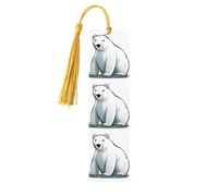 Lot de 5 marque-pages en bois pour homme et femme - Ours polaire - Marque-pages uniques faits à la main avec pampille - Marque-page artisanal pour les amateurs de livres, cadeaux d'anniversaire et