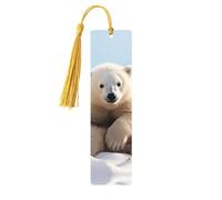 Lot de 5 marque-pages en bois pour homme et femme - Ours polaire mignon - Marque-pages en bois uniques faits à la main avec pampille - Marque-page artisanal pour les amateurs de livres, cadeaux