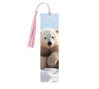 Lot de 5 marque-pages en bois pour homme et femme - Ours polaire mignon - Marque-pages en bois uniques faits à la main avec pampille - Marque-page artisanal pour les amateurs de livres, cadeaux