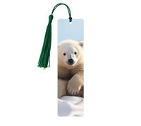 Lot de 5 marque-pages en bois pour homme et femme - Ours polaire mignon - Marque-pages en bois uniques faits à la main avec pampille - Marque-page artisanal pour les amateurs de livres, cadeaux
