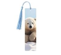 Lot de 5 marque-pages en bois pour homme et femme - Ours polaire mignon - Marque-pages en bois uniques faits à la main avec pampille - Marque-page artisanal pour les amateurs de livres, cadeaux