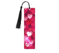 Lot de 5 marque-pages en bois pour la Saint-Valentin en forme de cœur avec pompons pour femme