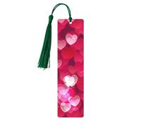 Lot de 5 marque-pages en bois pour la Saint-Valentin en forme de cœur avec pompons pour femme