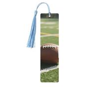 Lot de 5 marque-pages en bois pour les amateurs de livres avec pompons colorés, faits à la main, marque-pages de football américain sur aire de jeux, accessoires de livre artistiques double face
