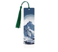 Lot de 5 marque-pages en bois Snow Mountain pour les amateurs de livres, loisirs créatifs en bois avec pompons colorés, étiquettes cadeaux rectangulaires en bois, ornements, cadeau inhabituel pour