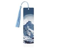 Lot de 5 marque-pages en bois Snow Mountain pour les amateurs de livres, loisirs créatifs en bois avec pompons colorés, étiquettes cadeaux rectangulaires en bois, ornements, cadeau inhabituel pour