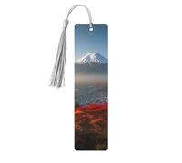 Lot de 5 marque-pages en bois vintage avec pampilles - Motif paysage du mont Fuji du Japon - Fait à la main - Marqueurs de page - Décoration pour les amateurs de livres