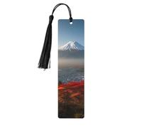 Lot de 5 marque-pages en bois vintage avec pampilles - Motif paysage du mont Fuji du Japon - Fait à la main - Marqueurs de page - Décoration pour les amateurs de livres