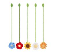 Lot de 5 marque-pages en forme de fleur tricotée pour lire des pages au crochet - Jolis marque-pages pour les amateurs de livres - Fleurs au crochet - Décoration tricotée