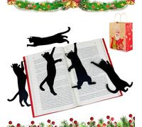 Lot de 5 marque-pages en métal en forme de chat noir,n'endommagent pas le papier, cadeaux uniques pour femmes, hommes, enseignants, lecteurs (1set)
