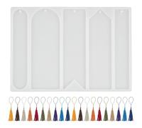 Lot de 5 marque-pages en résine époxy avec 20 pompons - Moule en silicone pour marque-page - Moule en silicone - Marque-page DIY - Moule en silicone