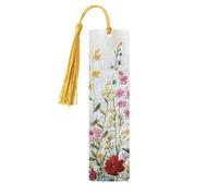 Lot de 5 marque-pages géants en bois imprimés double face avec fleurs de printemps - Cadeaux pour les amateurs de livres - Accessoires cool pour ordinateur portable - Cadeaux d'anniversaire pour homme