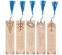 Lot de 5 marque-pages LOTRS pour homme et femme, motif Hobbits sur le thème du Seigneur des Anneaux avec pompon en soie, marqueurs de livre en bois pour la lecture (idéal pour cadeau)